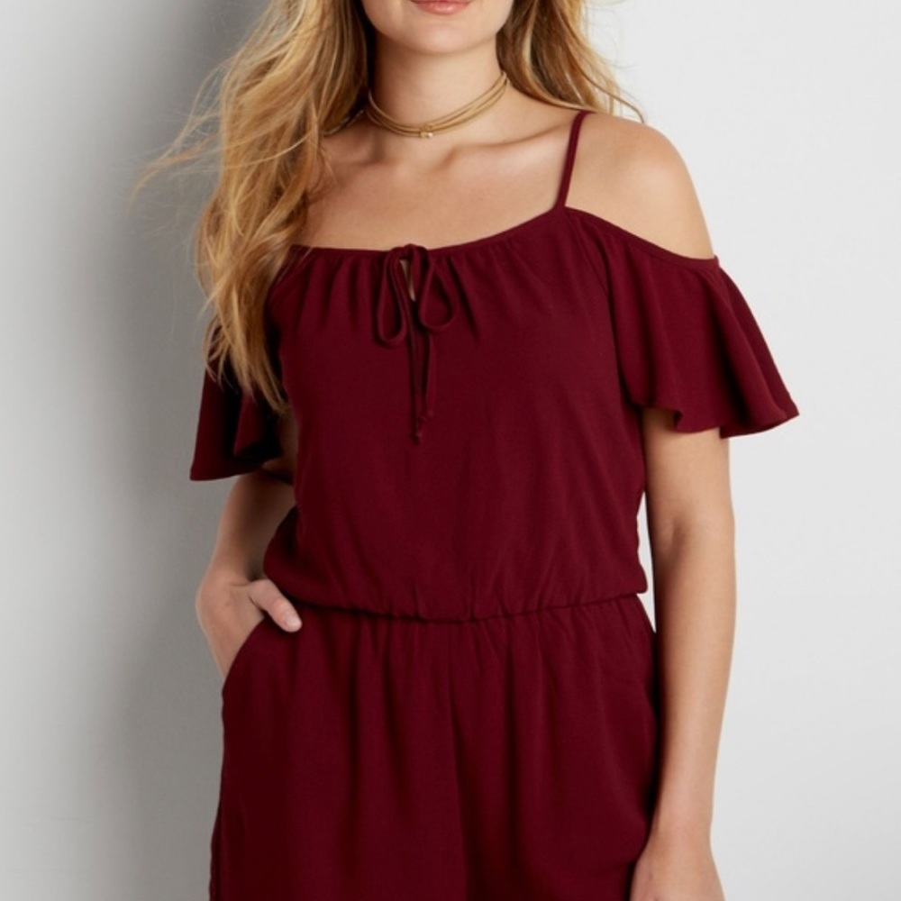 Maurices Cold Shoulder Lace Hem Romper - Picture 4 of 4